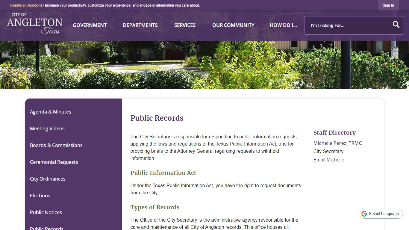 Public Records | Angleton, TX - Official Website