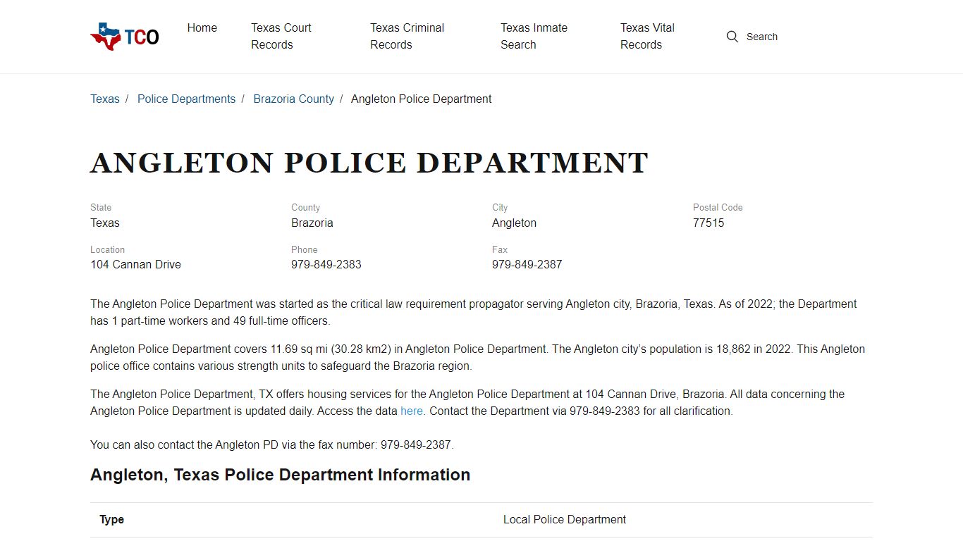 Angleton Police Department in Angleton, TX - Contact Information and ...