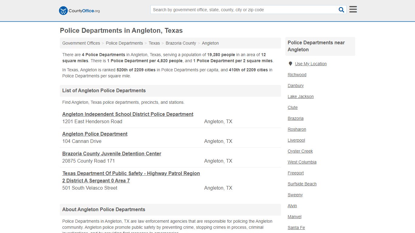 Police Departments - Angleton, TX (Arrest Records & Police Logs)