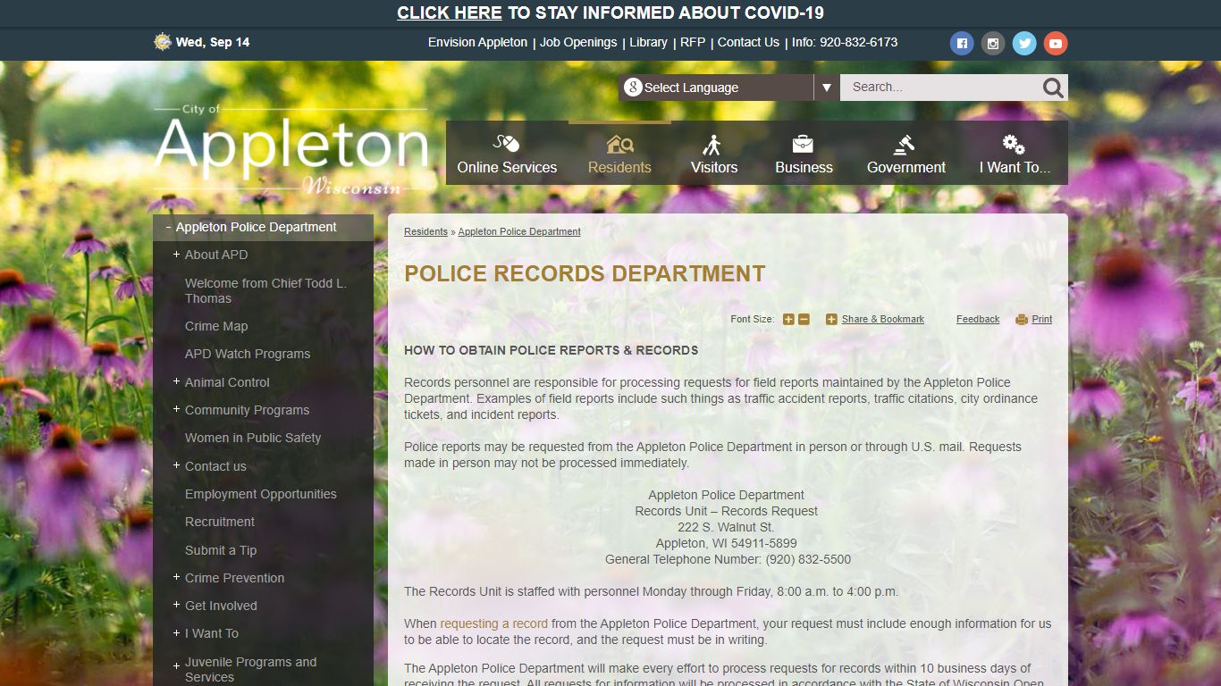 Police Records Department | Appleton, WI